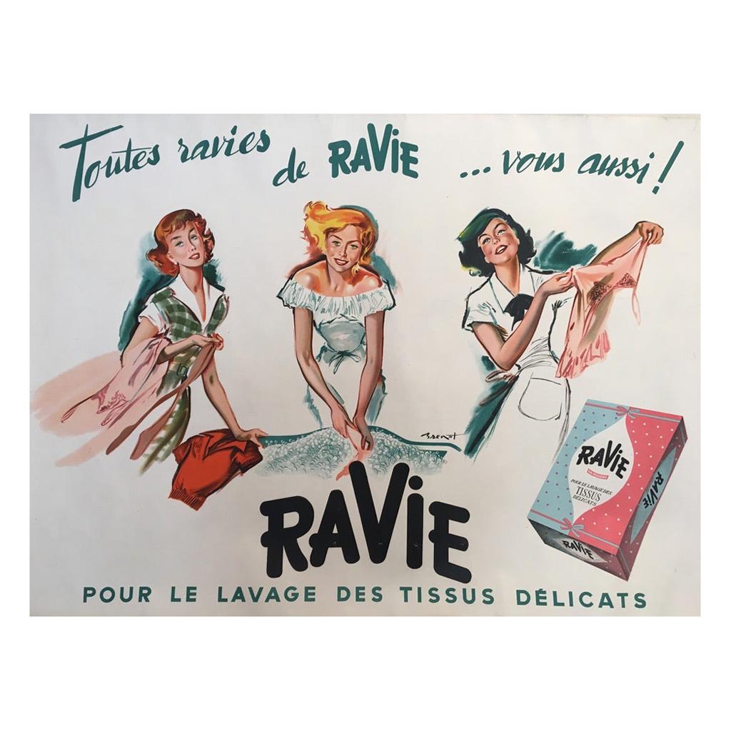 Original Vintage French Advertisement Poster Ravi Washing Powder Pierre Brenot
