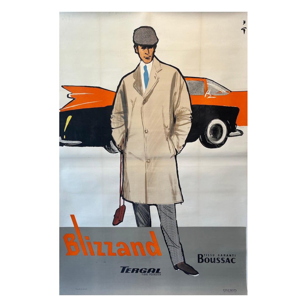 Affiche publicitaire française d'origine, « Blizzand Boussac » de René Gruau, 1965 en vente