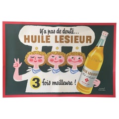 Original Vintage French Advertising Poster 'Huile Lesieur' by Herve Morvan, 1960