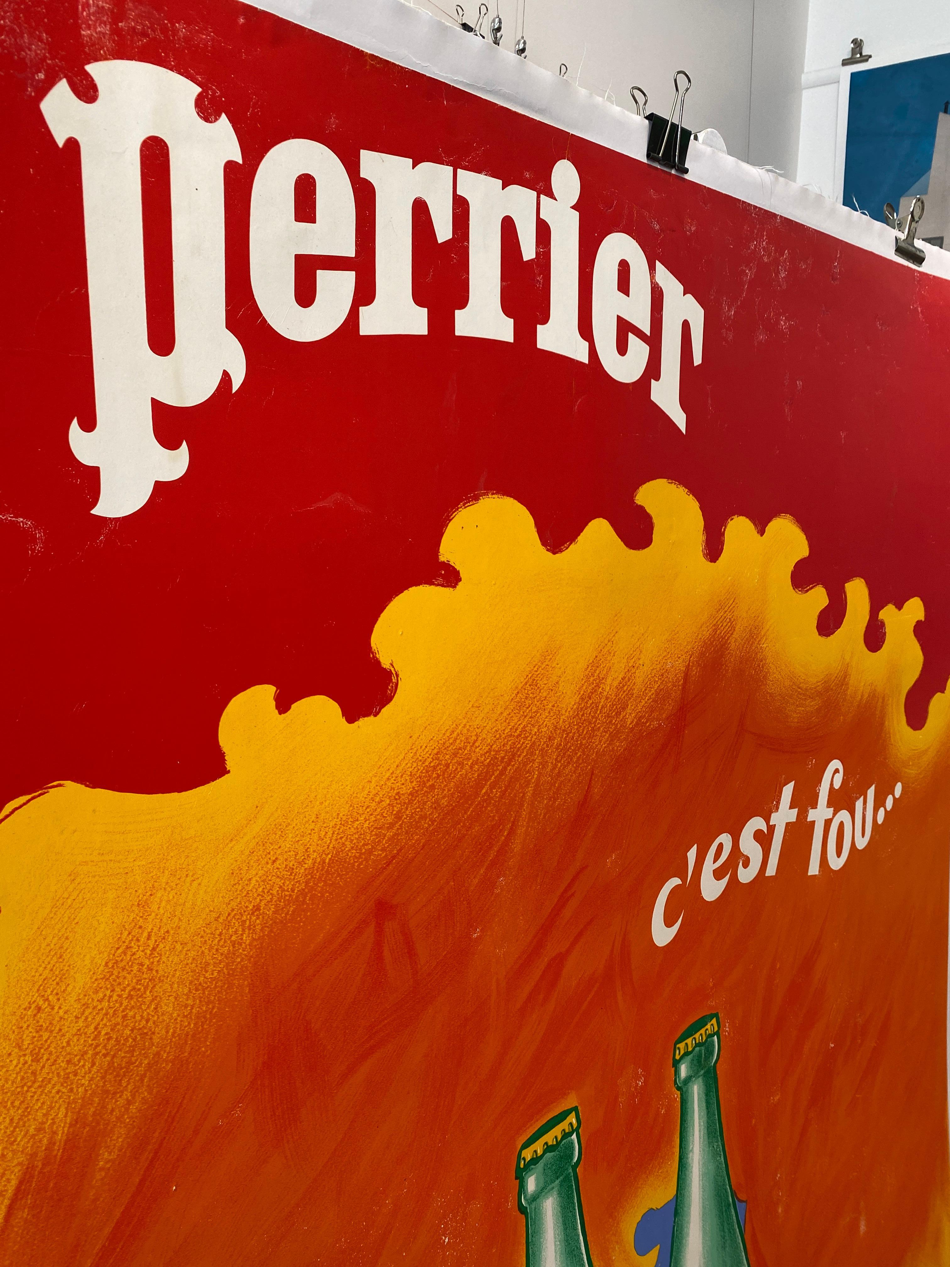 Late 20th Century Original Vintage French Advertising Poster, 'Perrier c'est fou...' by Villemot