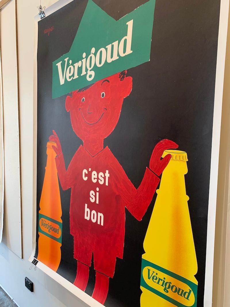 Mid-Century Modern Affiche publicitaire française originale de Verigoud par Savignac, 1955 en vente