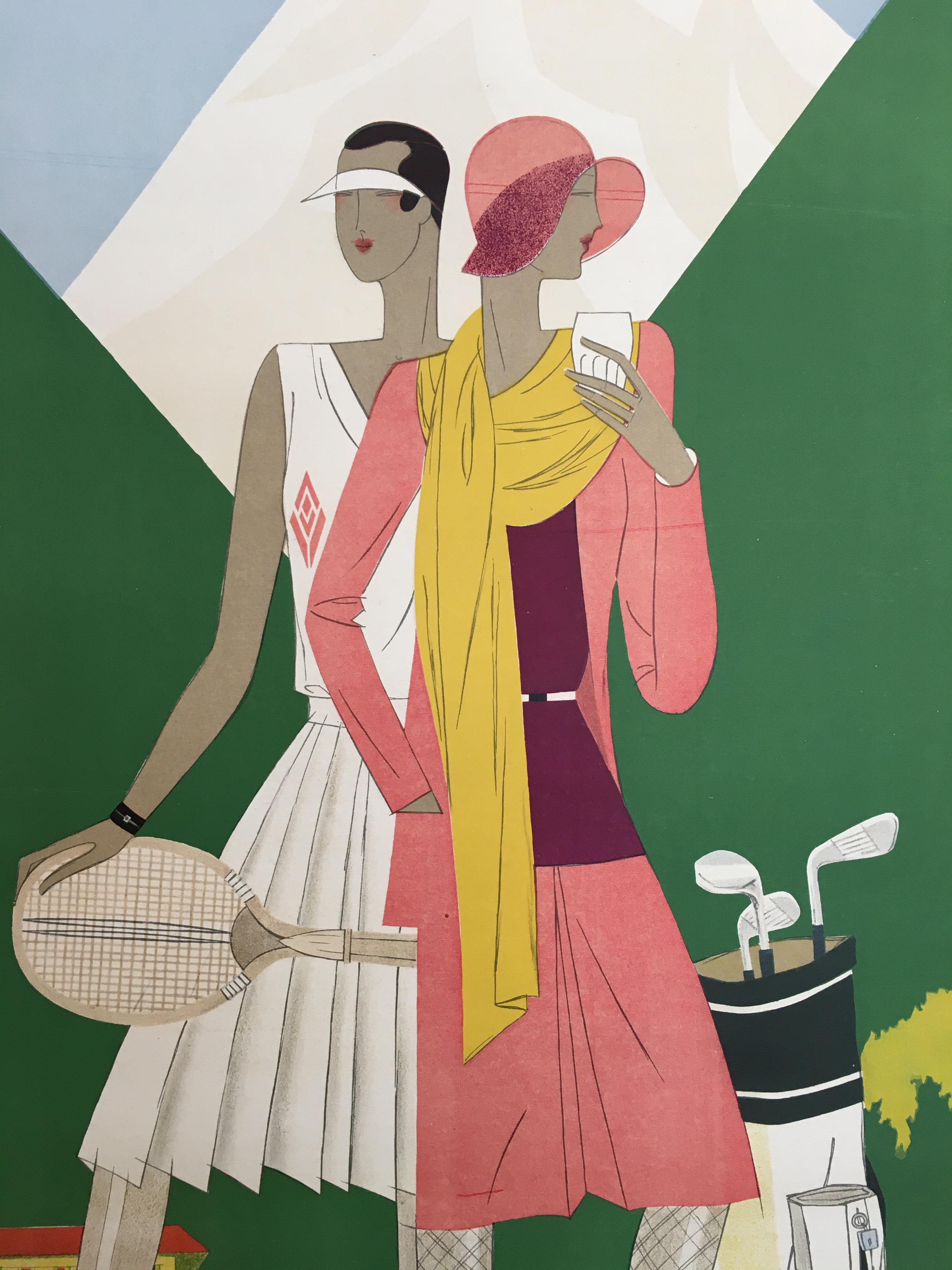 Original vintage French Art Deco brides poster 'Les Bains' By Leon Benigni 1929

Brides-les-Bains is a commune in the Auvergne-Rhône-Alpes region in south-eastern France. It was once an Olympic Village for the 1992 Winter Olympics, based in