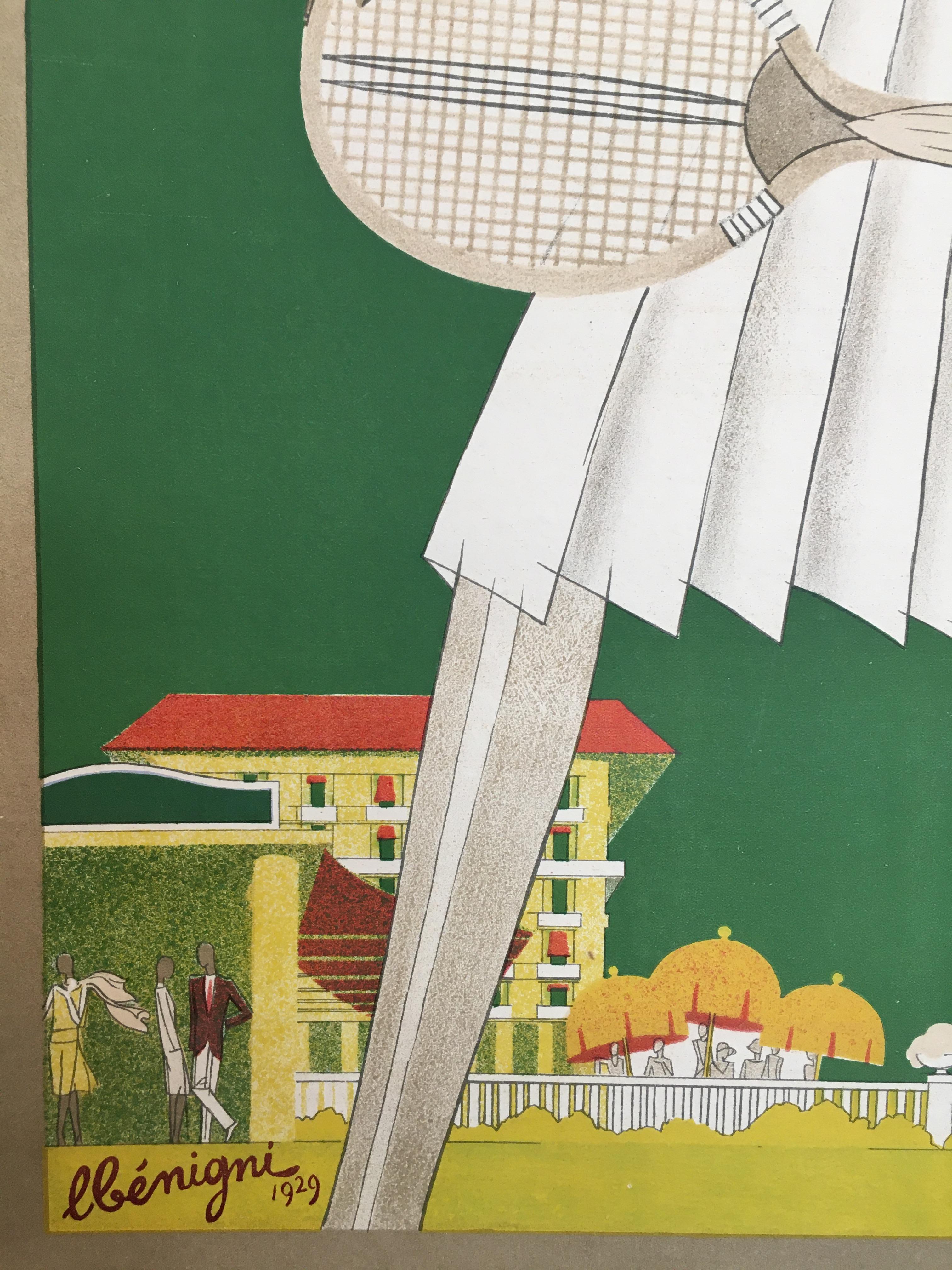 Französisches Art-déco-Brautmodenplakat „Les Bains“ von Leon Benigni, 1929 im Zustand „Gut“ im Angebot in Melbourne, Victoria