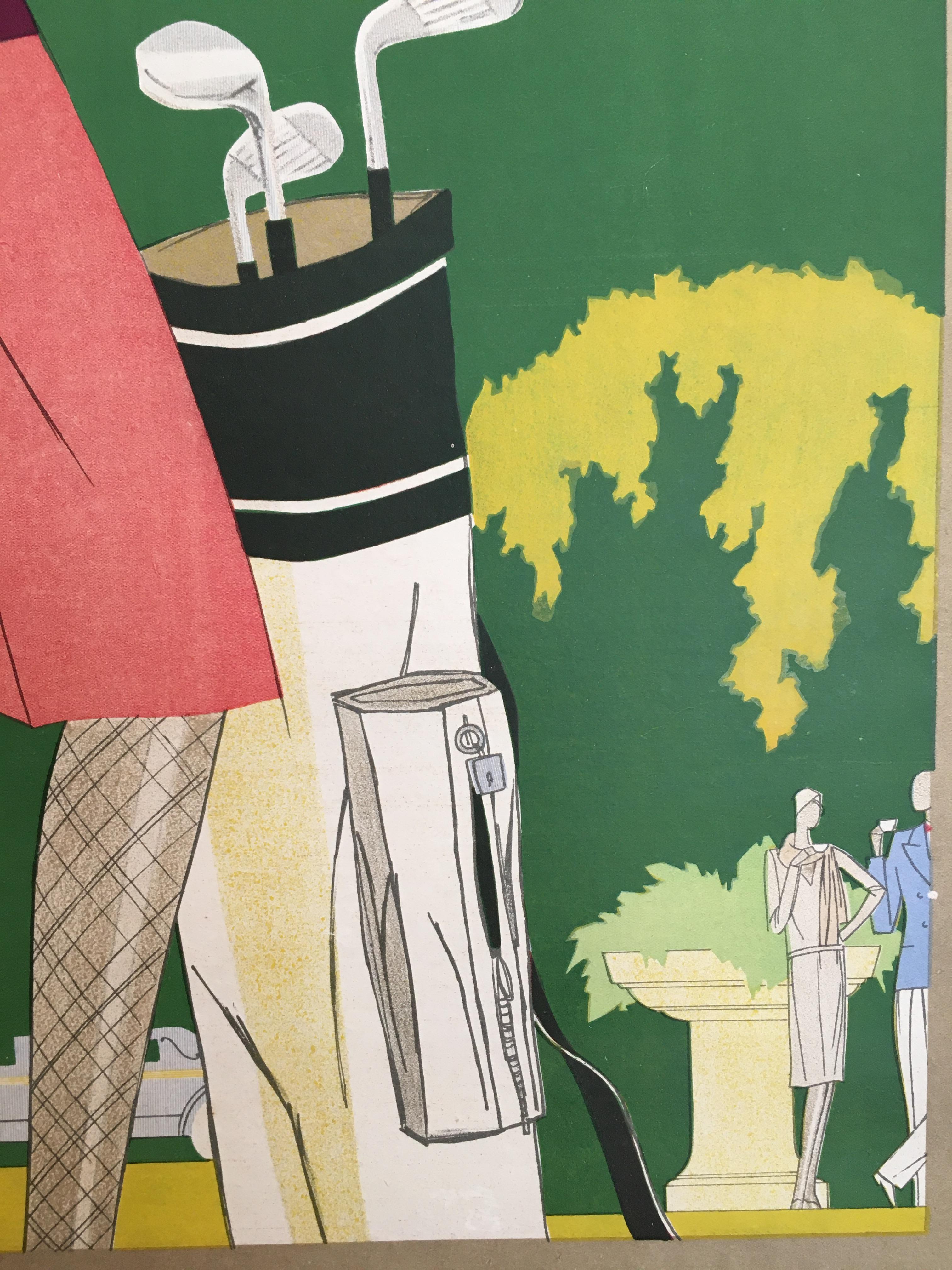 Französisches Art-déco-Brautmodenplakat „Les Bains“ von Leon Benigni, 1929 (Frühes 20. Jahrhundert) im Angebot