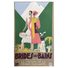 Original Vintage French Art Deco Brides Poster 'Les Bains' by Leon Benigni 1929