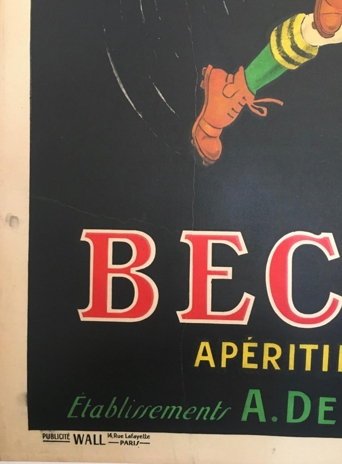 Original Vintage French Art Deco Poster, 'Bec Kina', Apéritif 1910 by Mich In Good Condition In Melbourne, Victoria