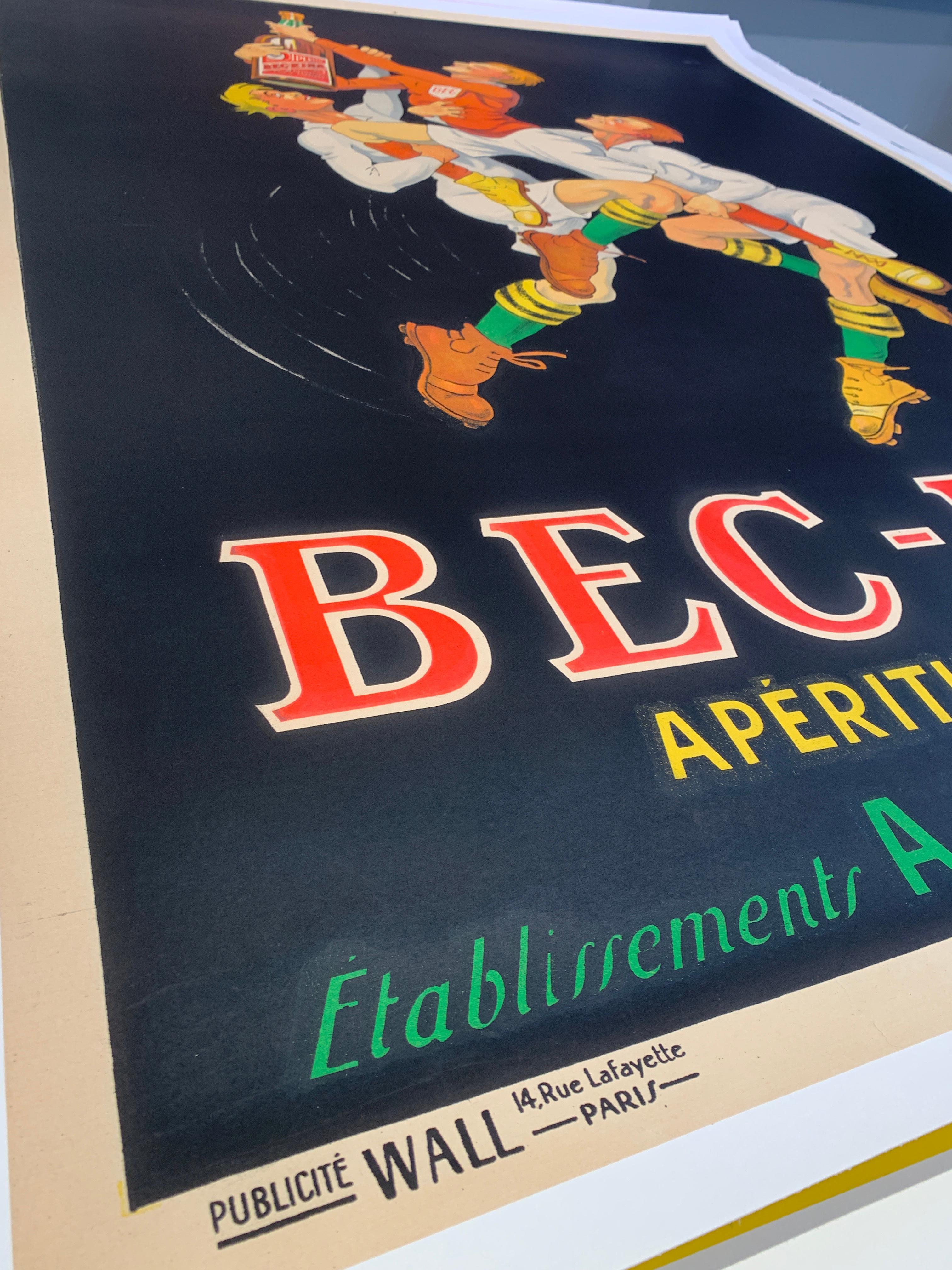 Français Original Vintage French Art Deco Poster, 'Bec Kina', Apéritif 1910 by Mich en vente