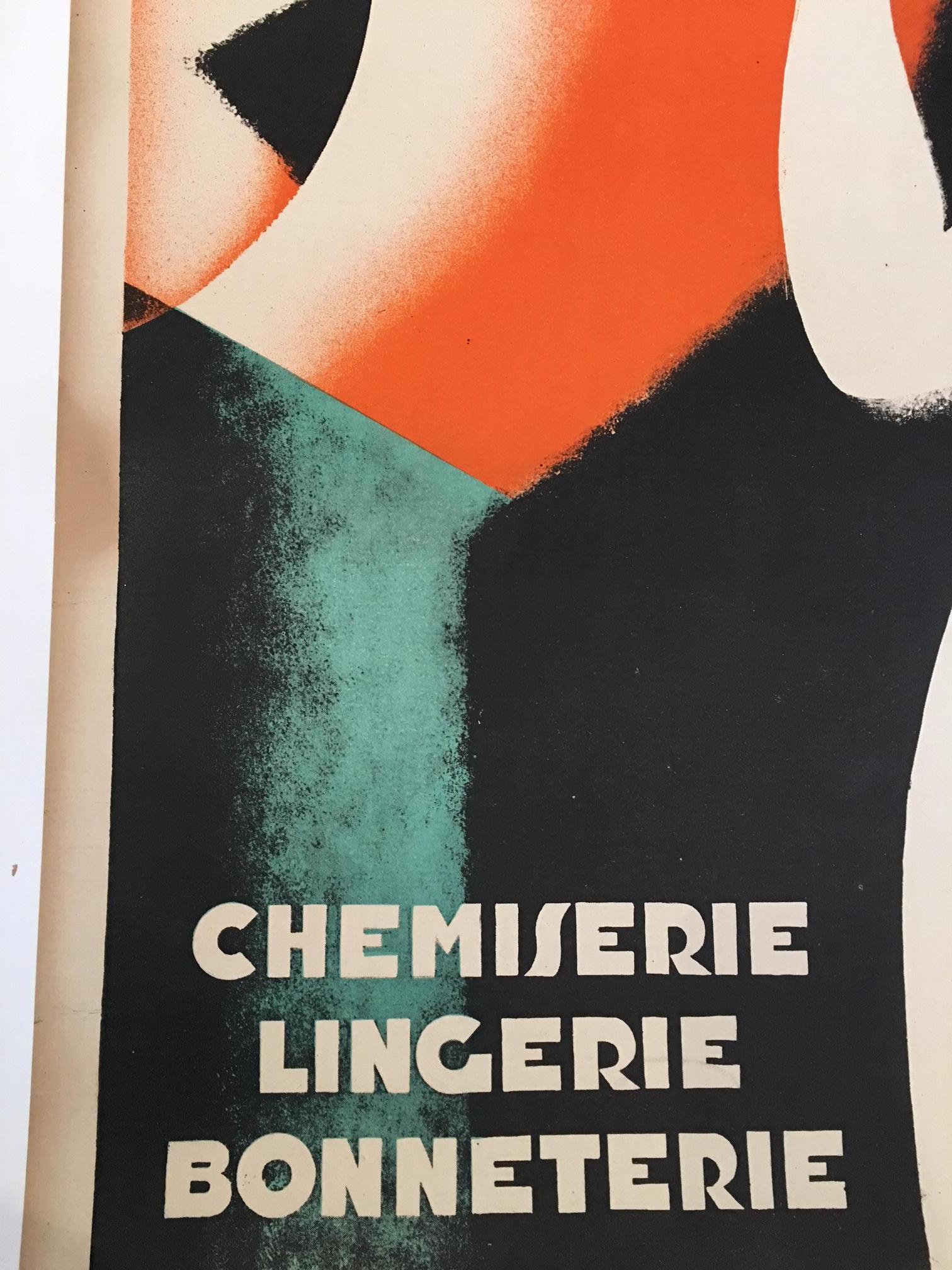 Affiche Art Déco française d'origine, « Gourant » par D Frapojut, Paris, 1933 en vente 2