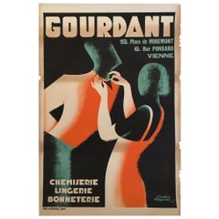 Original Vintage French Art Deco Poster, 'Gourdant' by D Frapojut, Paris, 1933
