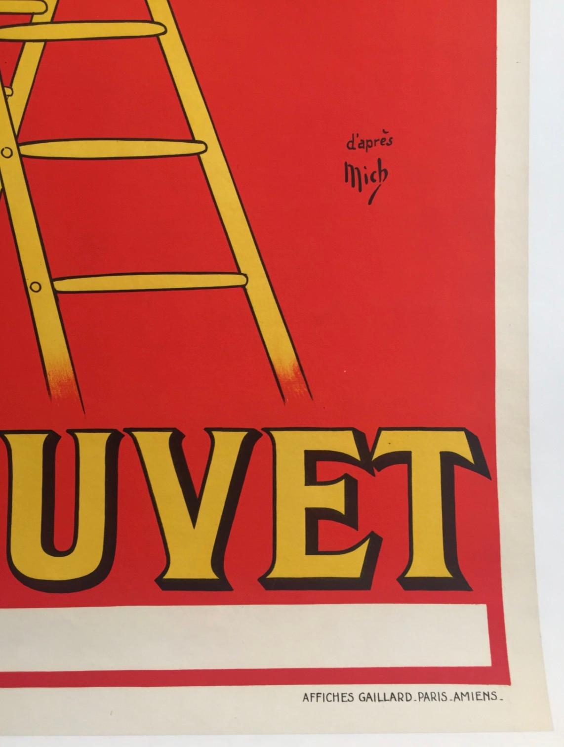 Early 20th Century Original Vintage French Art Deco Poster, 'JB LOUVET', 1919 by Mich For Sale