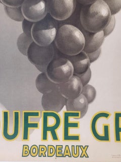 Cartel original vintage francés Art Déco sobre el vino, "Soufre Gre", 1933 por Leon Dupin