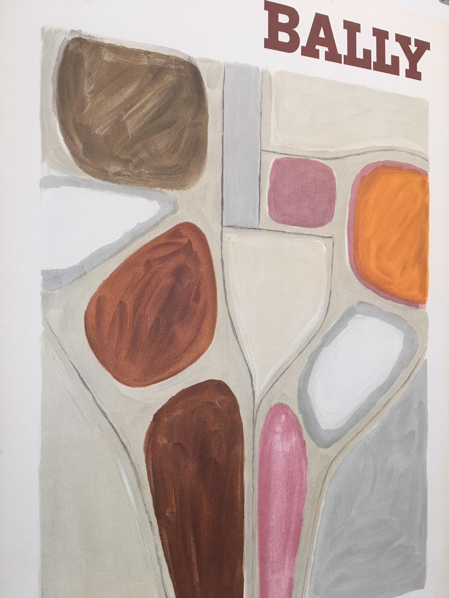 Modern Original Vintage French 'Bally Abstract' Shoe Poster, by Bernard Villemot, 1971 For Sale