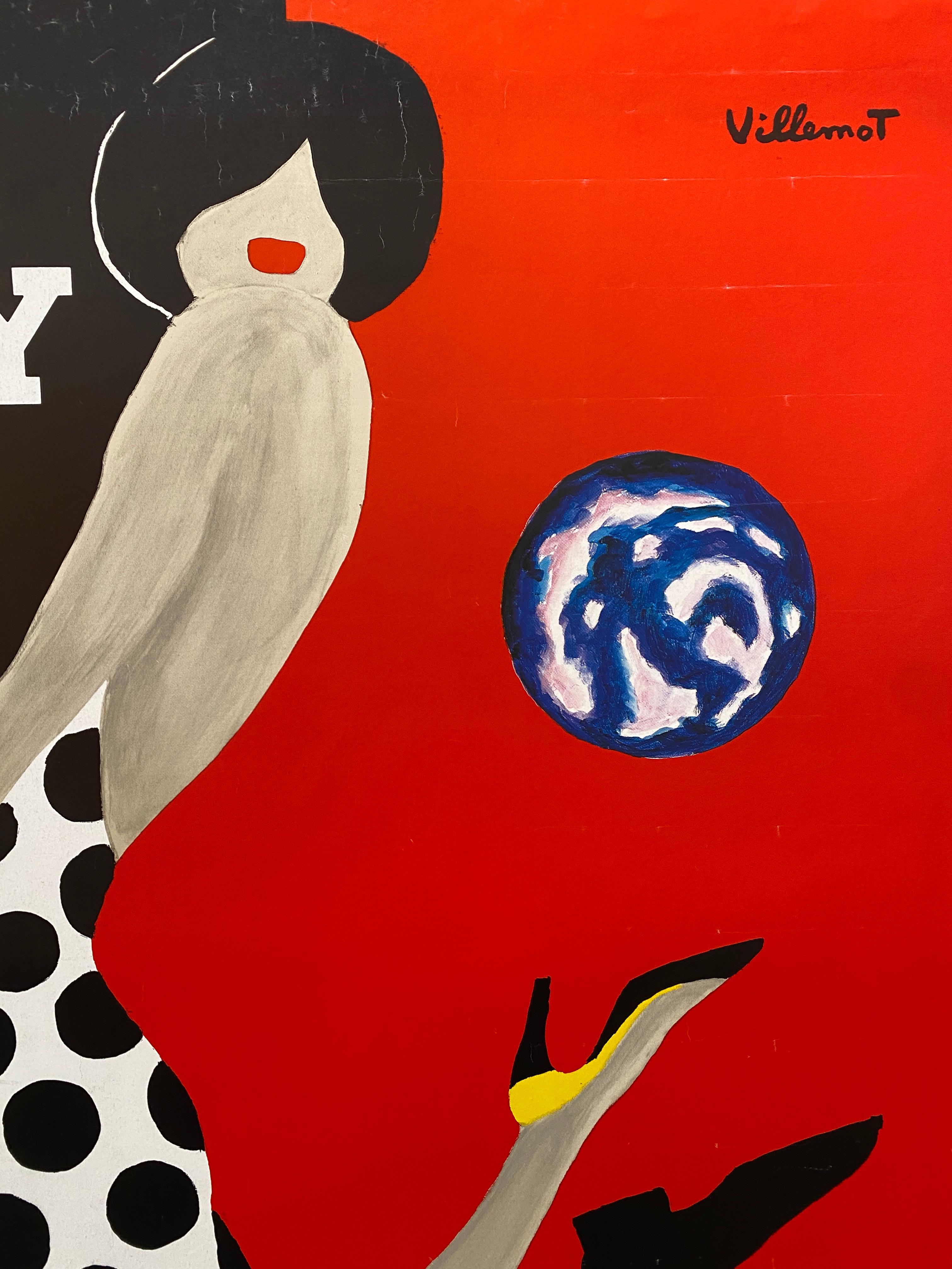 Mid-Century Modern Original Vintage French Bally Shoe Poster, 'Bally Kick' by Bernard Villemot en vente