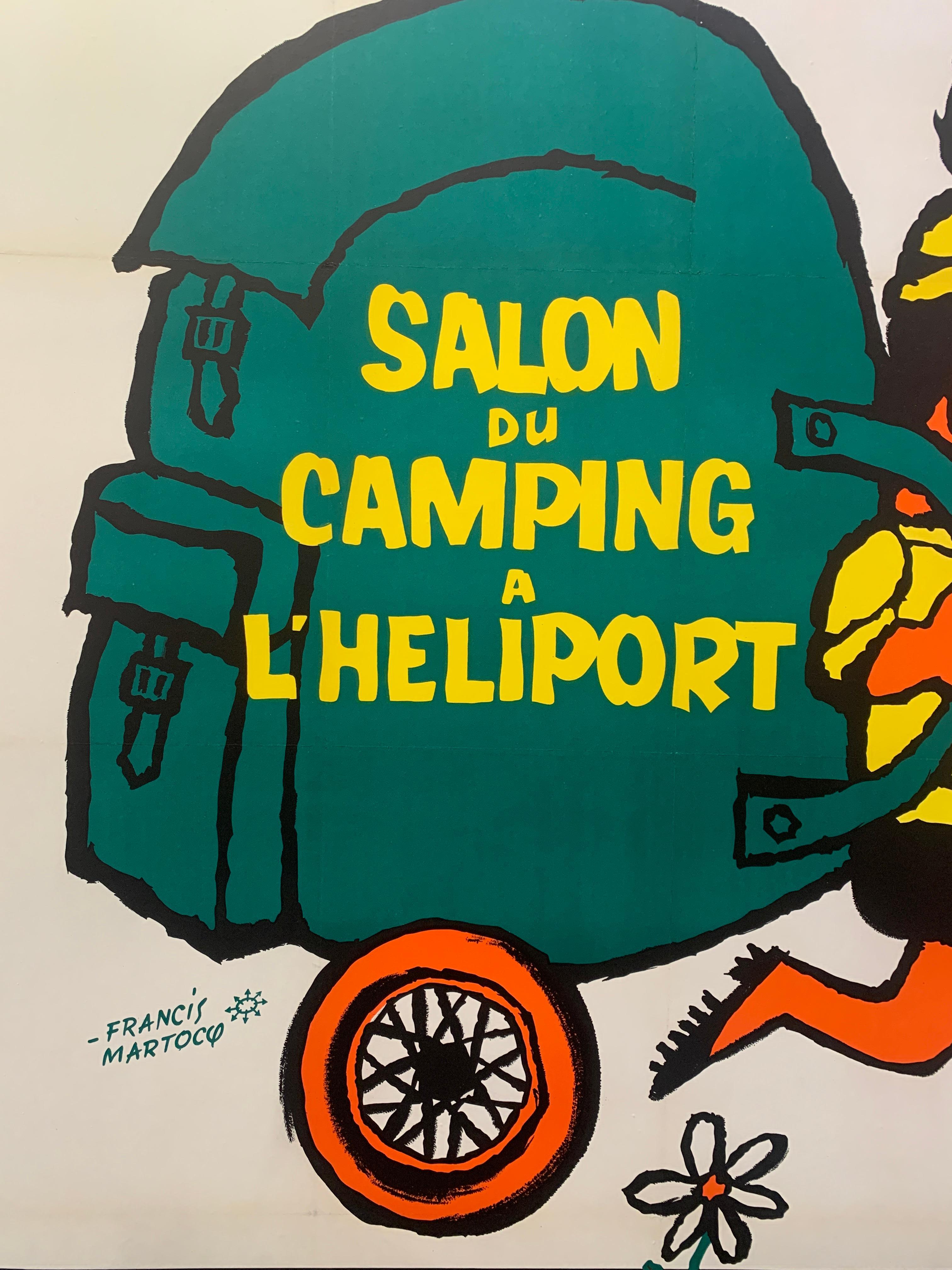 Modern Original Vintage French Camping Poster, c. 1950 by Francis Martocq For Sale
