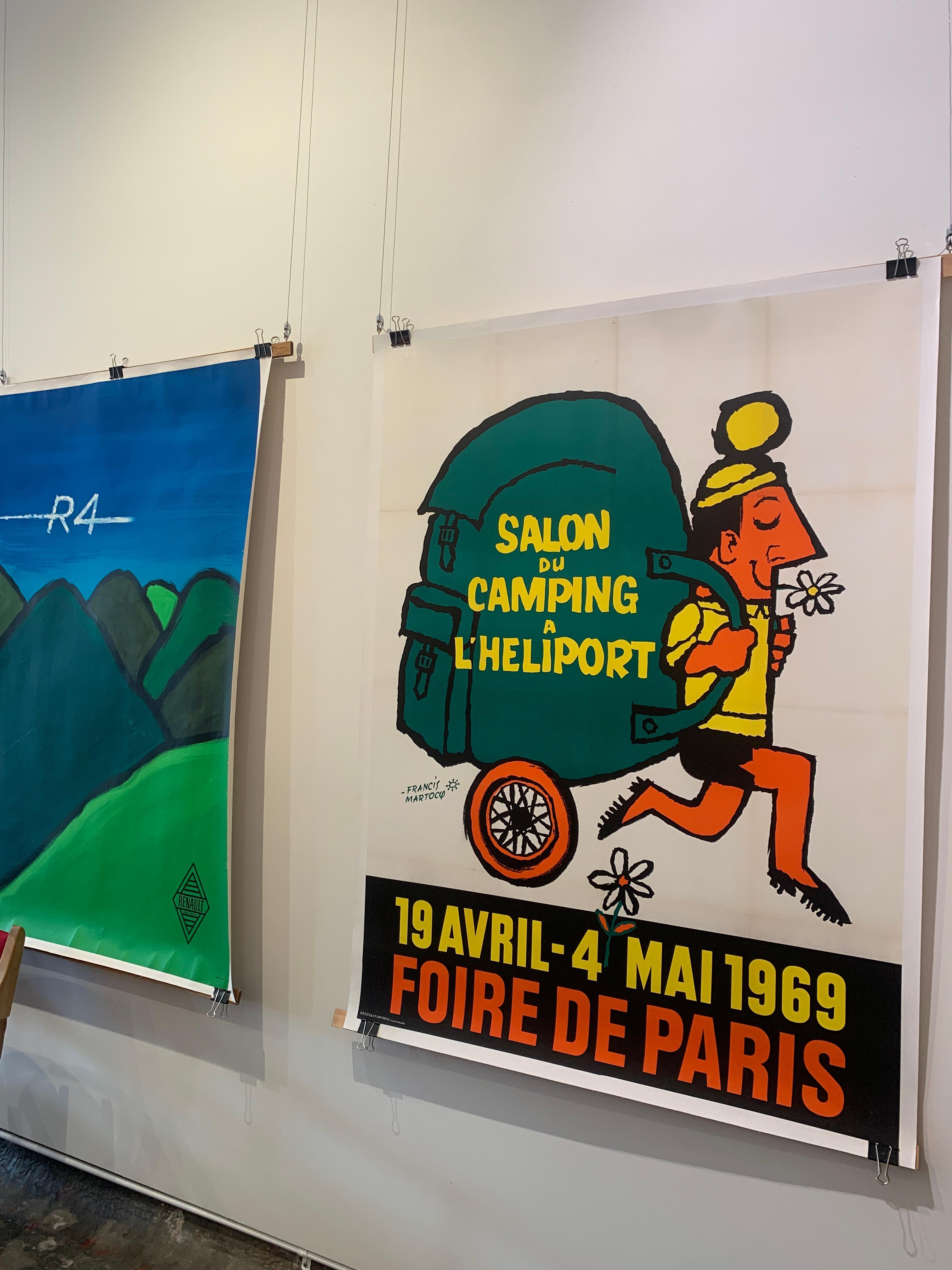 Original Vintage French Camping Poster, c. 1950 by Francis Martocq In Good Condition For Sale In Melbourne, Victoria