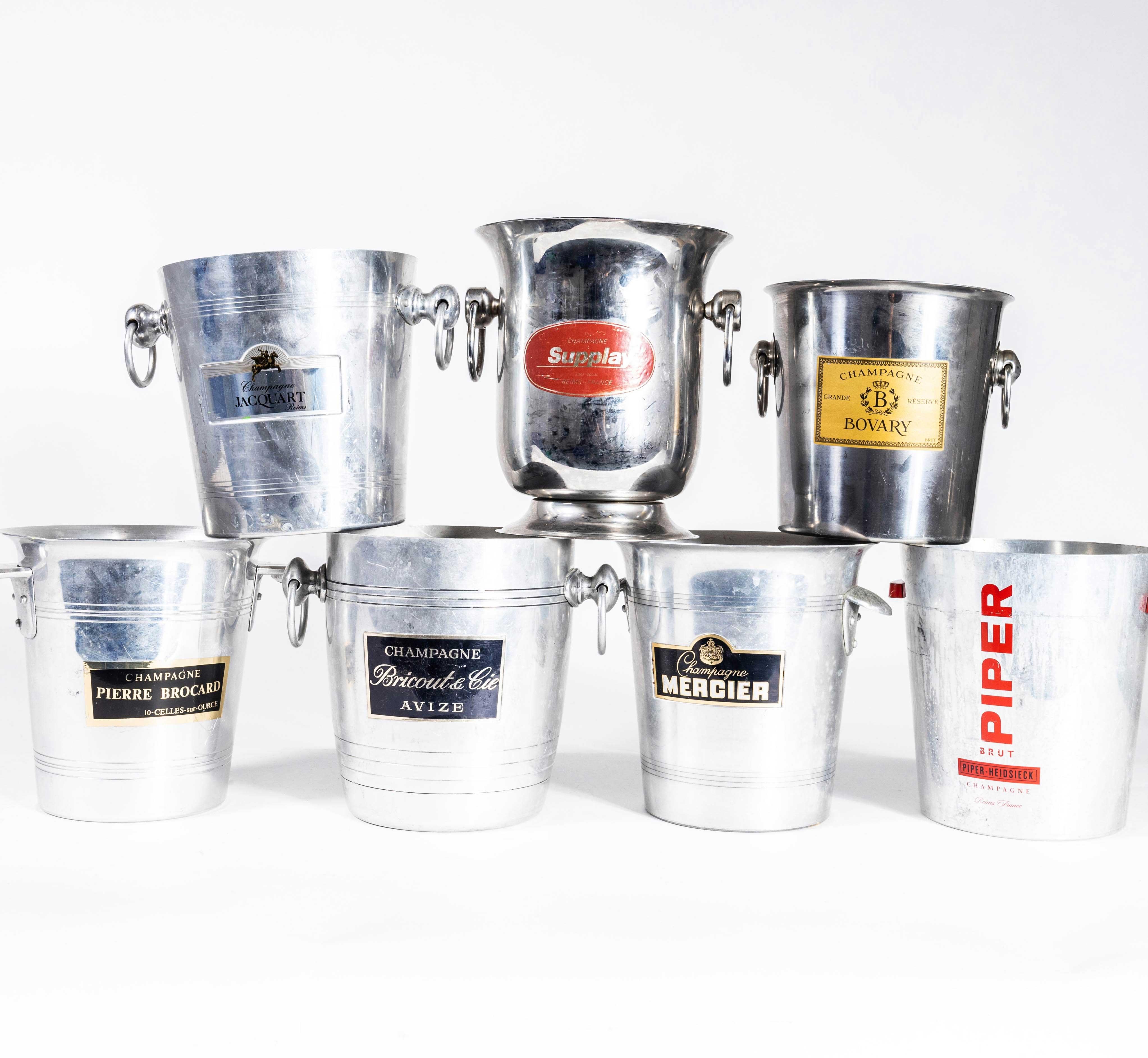 Alluminio Secchielli da champagne originali francesi d'epoca - Quantità disponibile in vendita