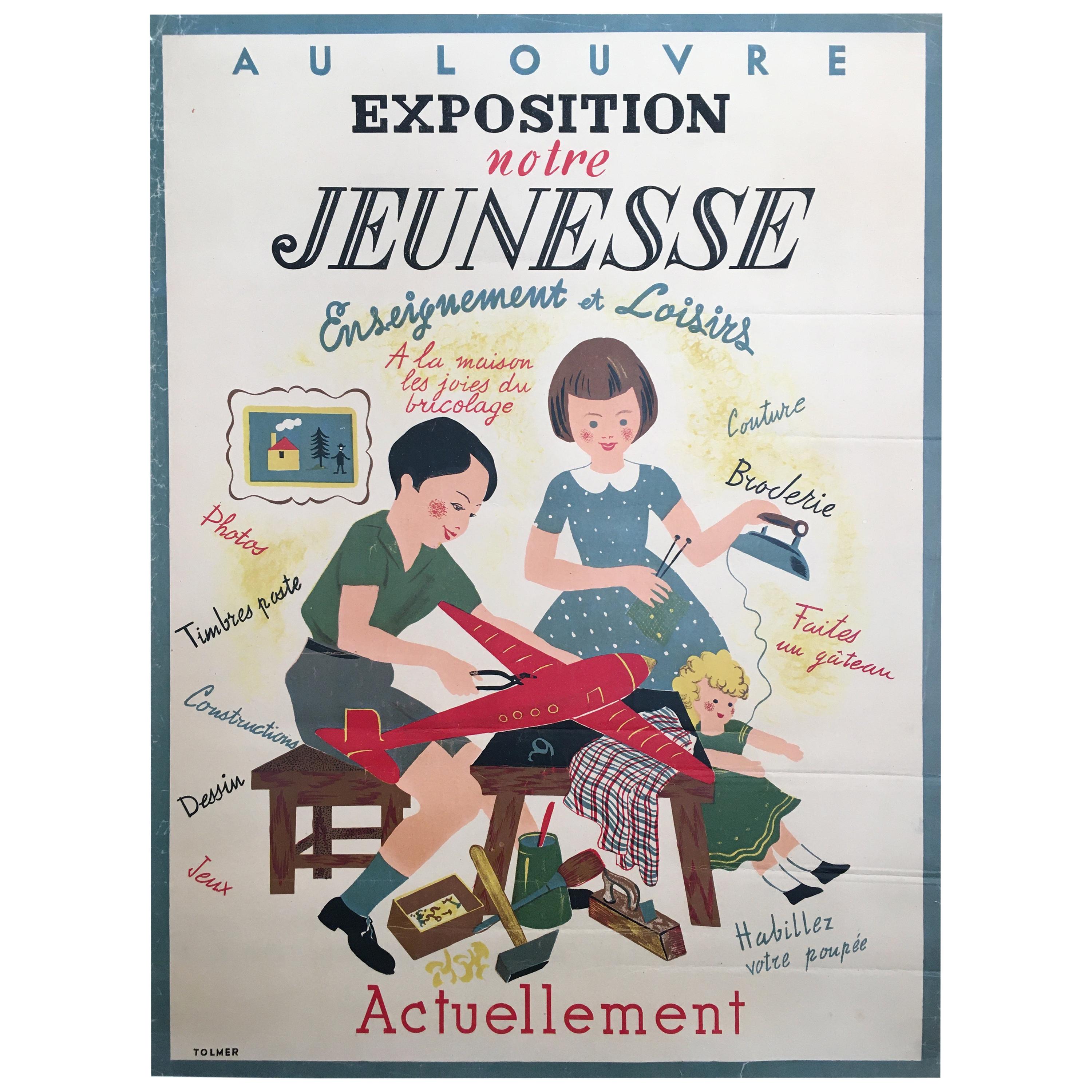 Original Vintage French Children's Art Deco Poster, 'Exposition Notre', 1935