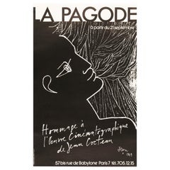 Original Vintage French Cinema Poster after Jean Cocteau at La Pagode, 1970s