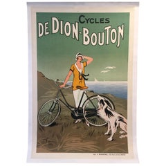 Original Vintage French Cycle Bike Poster "De Dion Bouton, " 1925 Art Deco