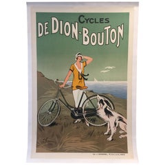 Original Vintage French Cycle Bike Poster "De Dion Bouton, " 1925 Art Deco