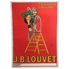 Original Antique French Cycling and Bicycle Poster J.B. Louvet by Mich 1919  