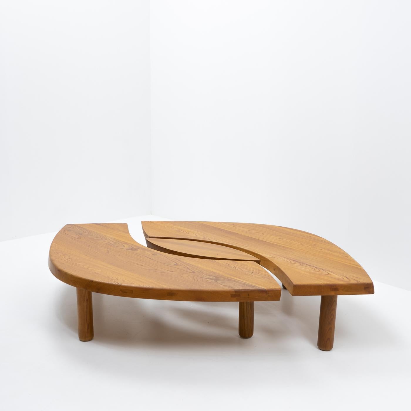 Table basse vintage à œil Pierre Chapo T22 au design français original, années 1970 4