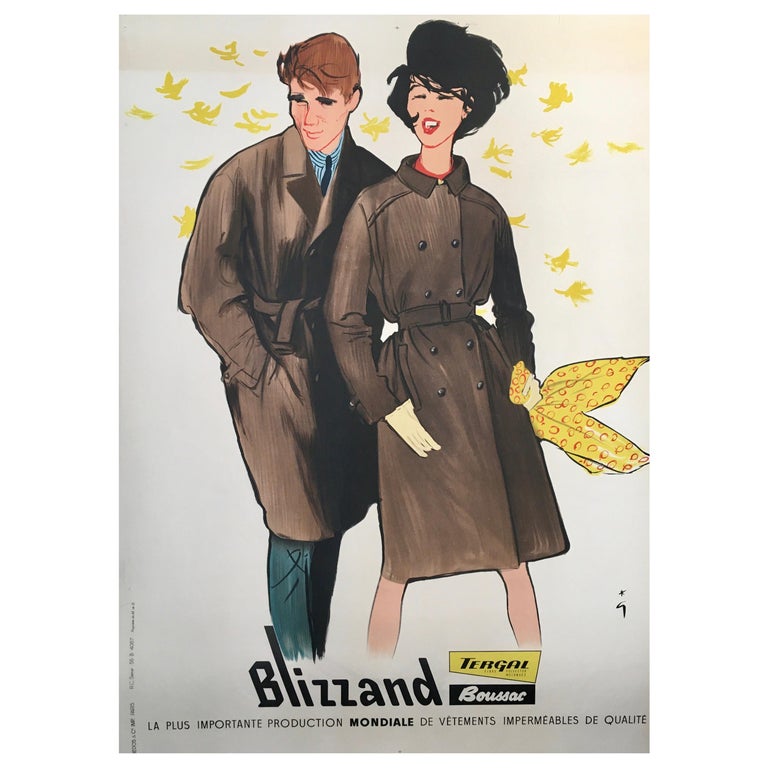 Original Vintage French Fashion Advertisement Poster Blizzand