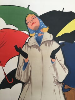 Original Vintage French Fashion Advertisement Poster Blizzand Umbrellas by Gruau