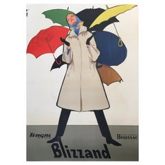 Original Vintage French Fashion Advertisement Poster Blizzand Umbrellas by Gruau