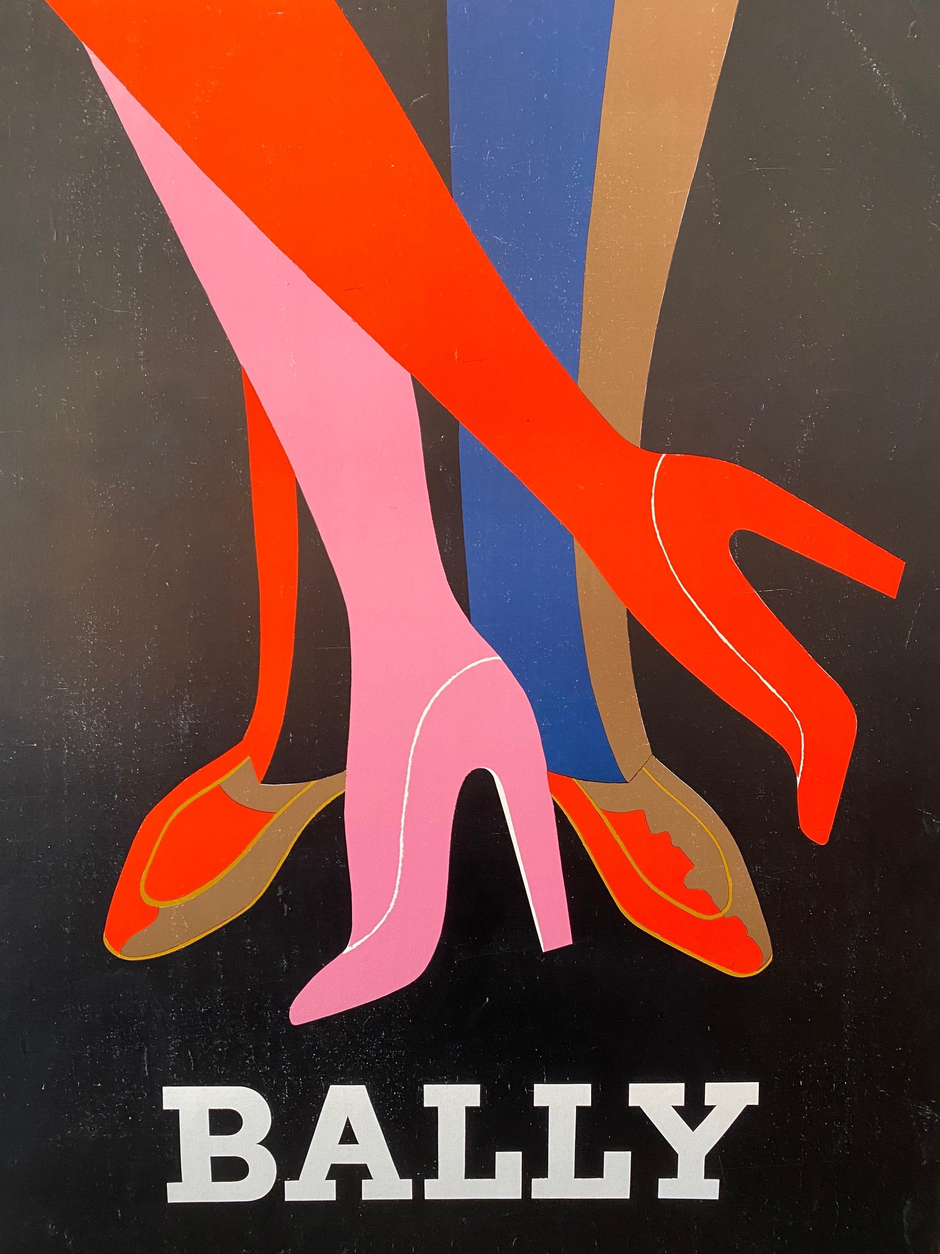 Modern Original Vintage French Fashion Poster, 'Bally Tango' by Villemot, 1979 For Sale