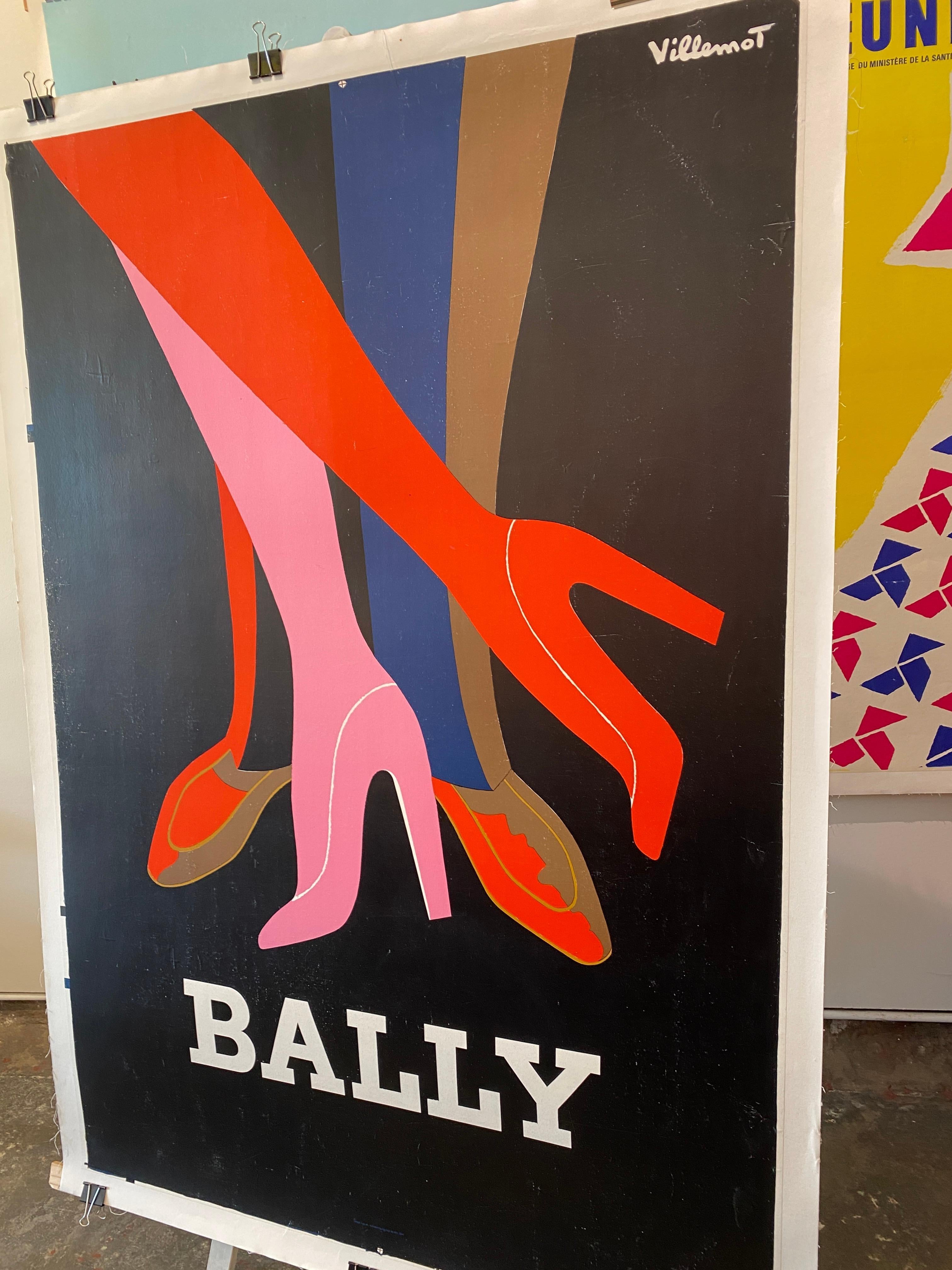 Late 20th Century Original Vintage French Fashion Poster, 'Bally Tango' by Villemot, 1979 For Sale