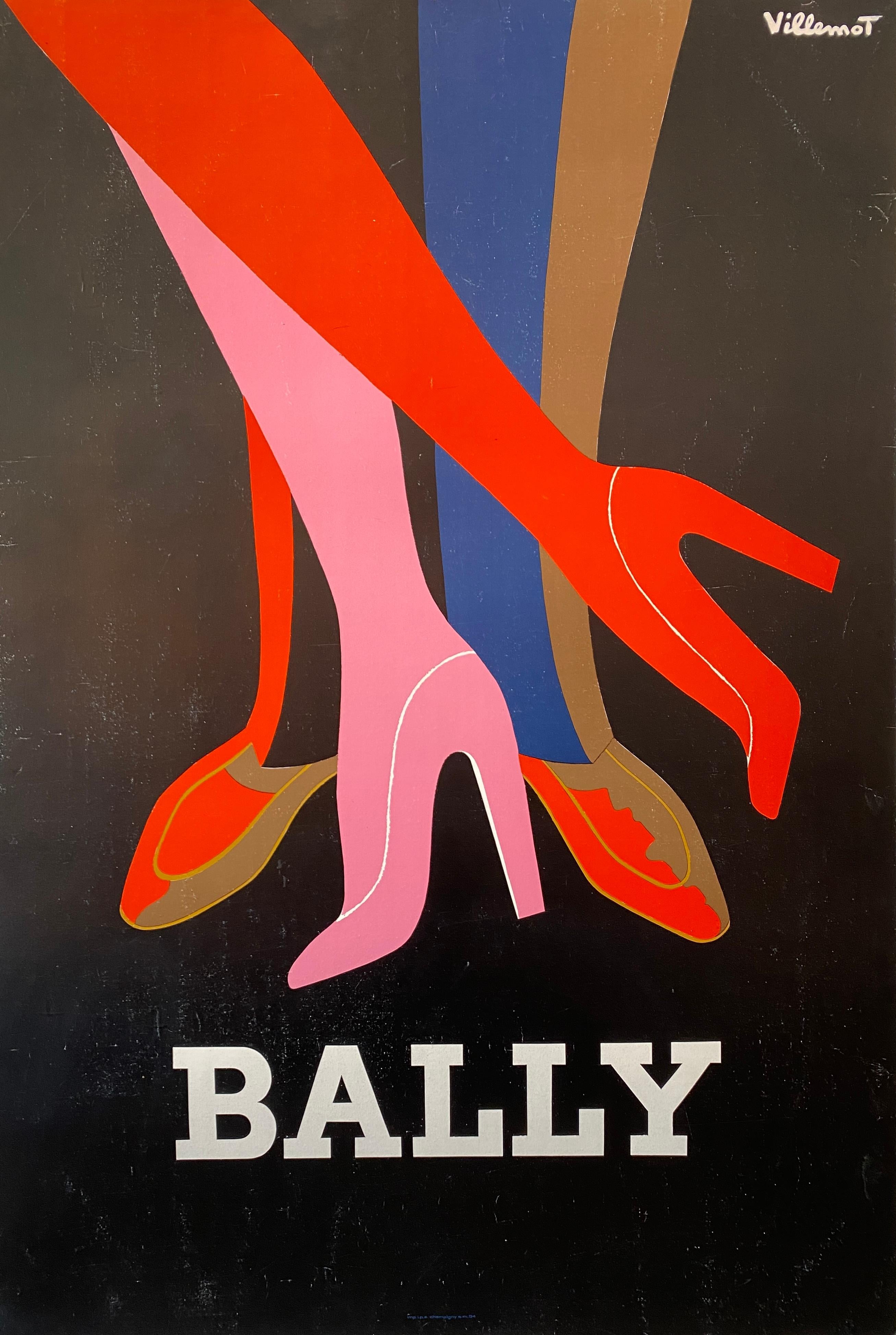 Original Vintage French Fashion Poster, 'Bally Tango' by Villemot, 1979 For Sale 3