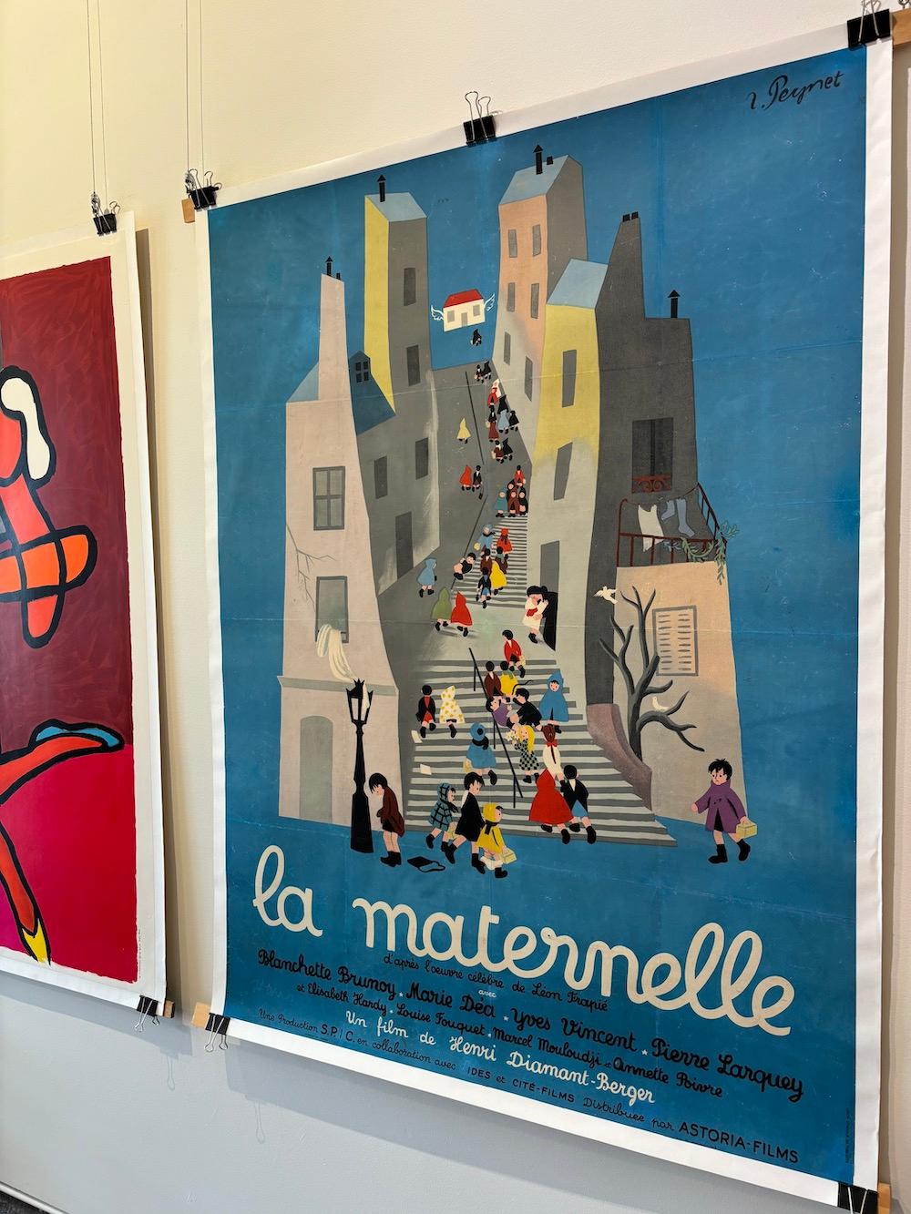 Mid-Century Modern Original Vintage French Film Poster, 'La Maternelle', by Peynet, 1949  For Sale
