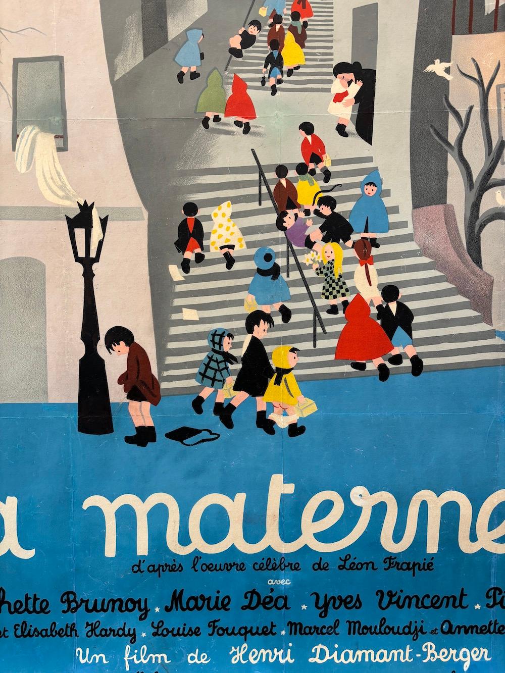 Mid-20th Century Original Vintage French Film Poster, 'La Maternelle', by Peynet, 1949  For Sale
