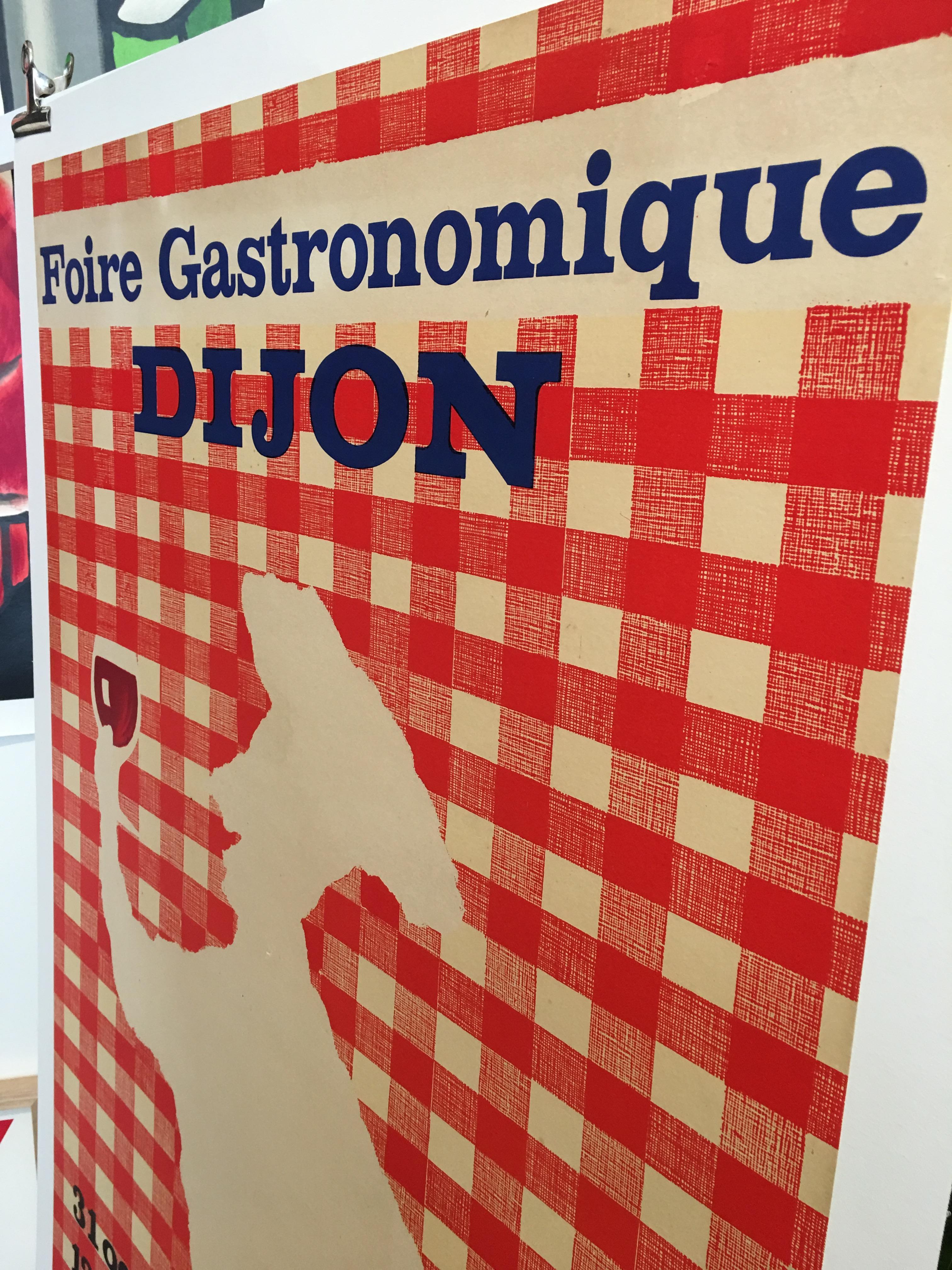 Mid-20th Century Original Vintage French Food Poster 'Foire Gastronomique De Dijon' by Villemot
