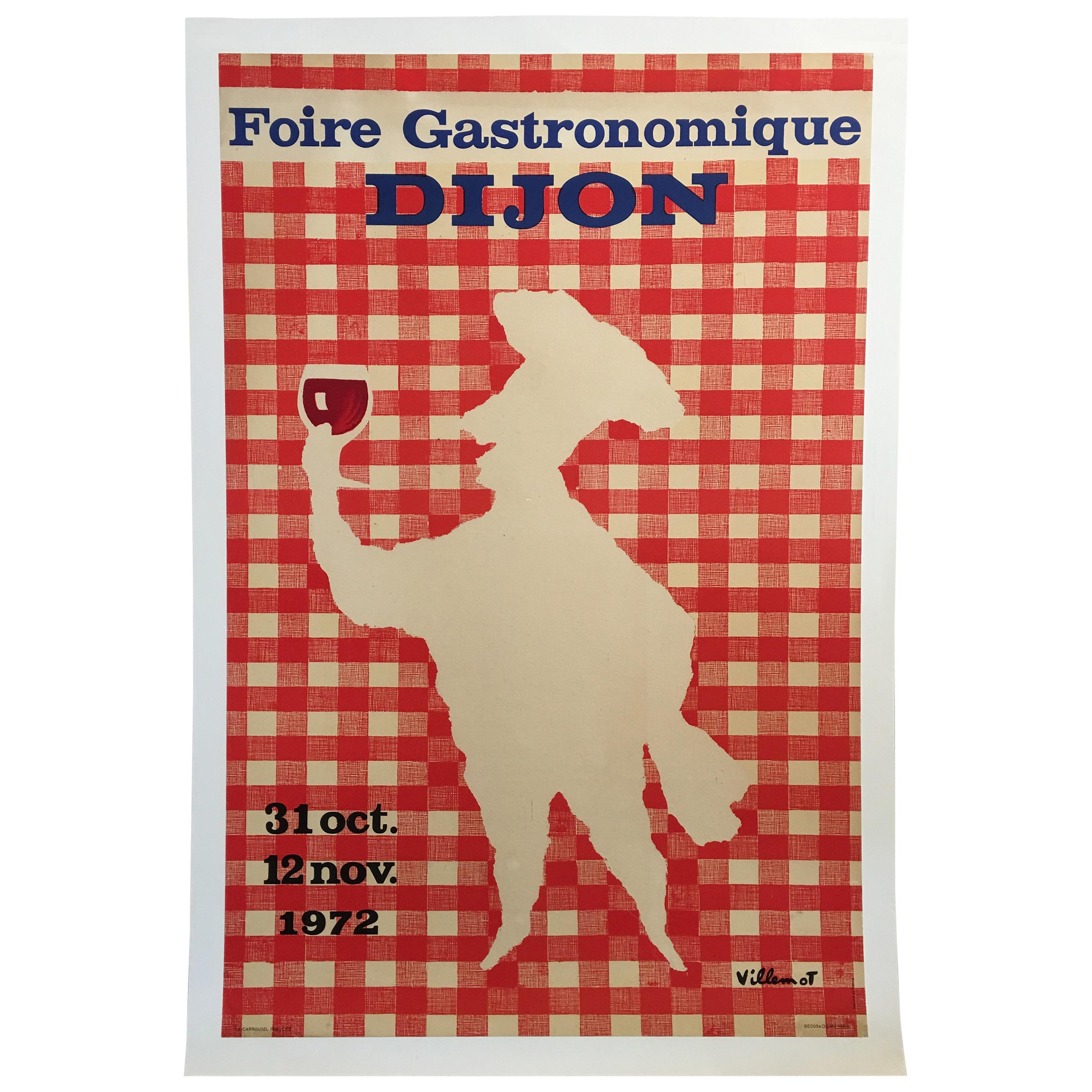 Original Vintage French Food Poster 'Foire Gastronomique De Dijon' by Villemot
