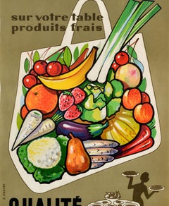 Original Vintage French Food Poster Quality First Fruit Vegetable Produce