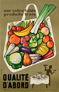 Original Vintage French Food Poster Quality First Fruit Vegetable Produce