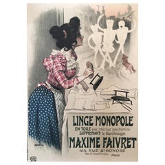 Original Antique French Laundry Poster 'Linge Monopole', 1897