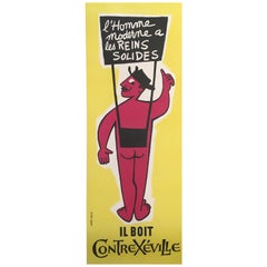 Original Vintage French Mineral Water Advertisement ContreXeville by Jean Colin
