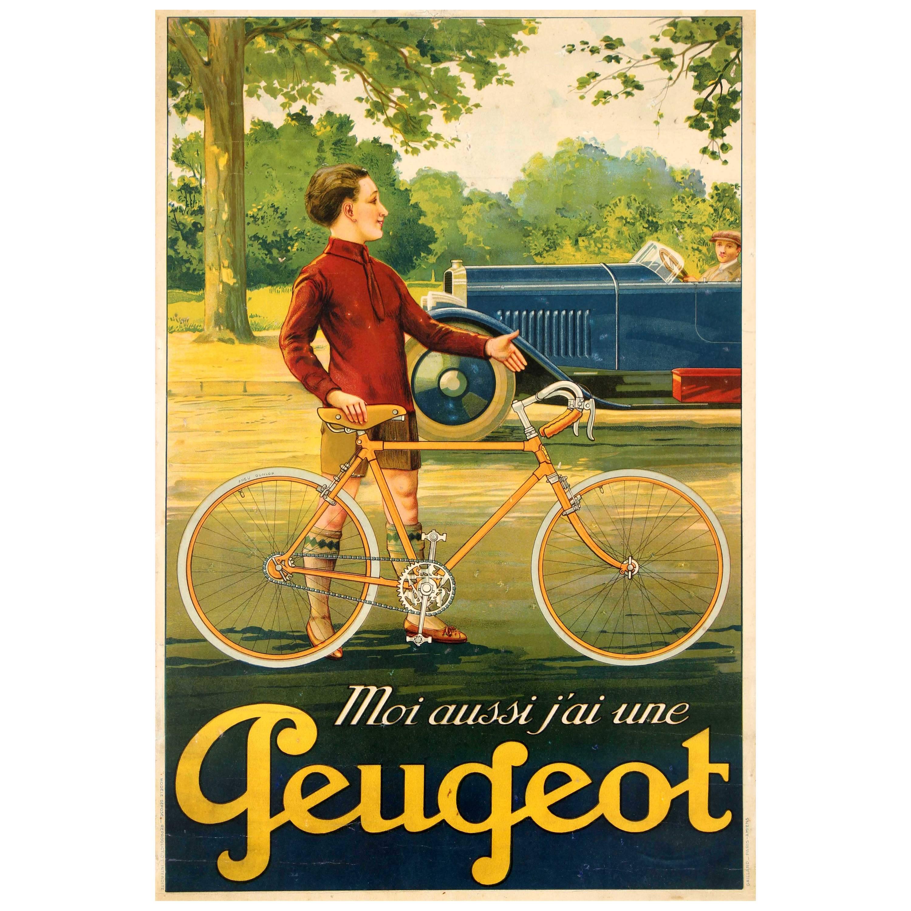 Original Vintage French Peugeot Bicycle Advertising Poster I Also Have a Peugeot
