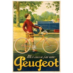 Original Used French Peugeot Bicycle Advertising Poster I Also Have a Peugeot