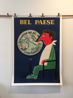 Original Vintage French Poster, Bel Paese Cheese by Savignac, 1955
