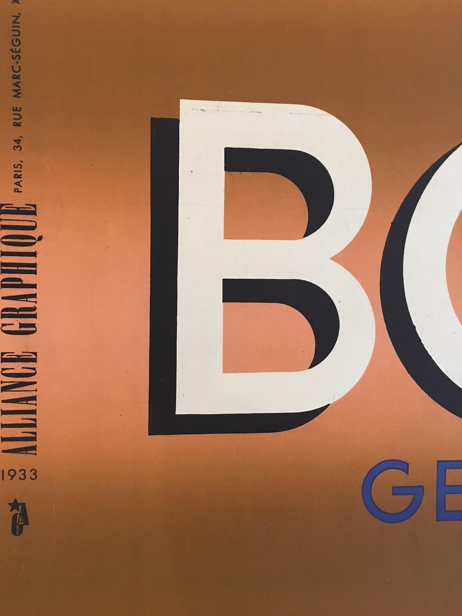 Cartel Original Vintage Francés Bonal Gentiane Quina Ouvre L'Appetit, 1933 Moderno de mediados de siglo