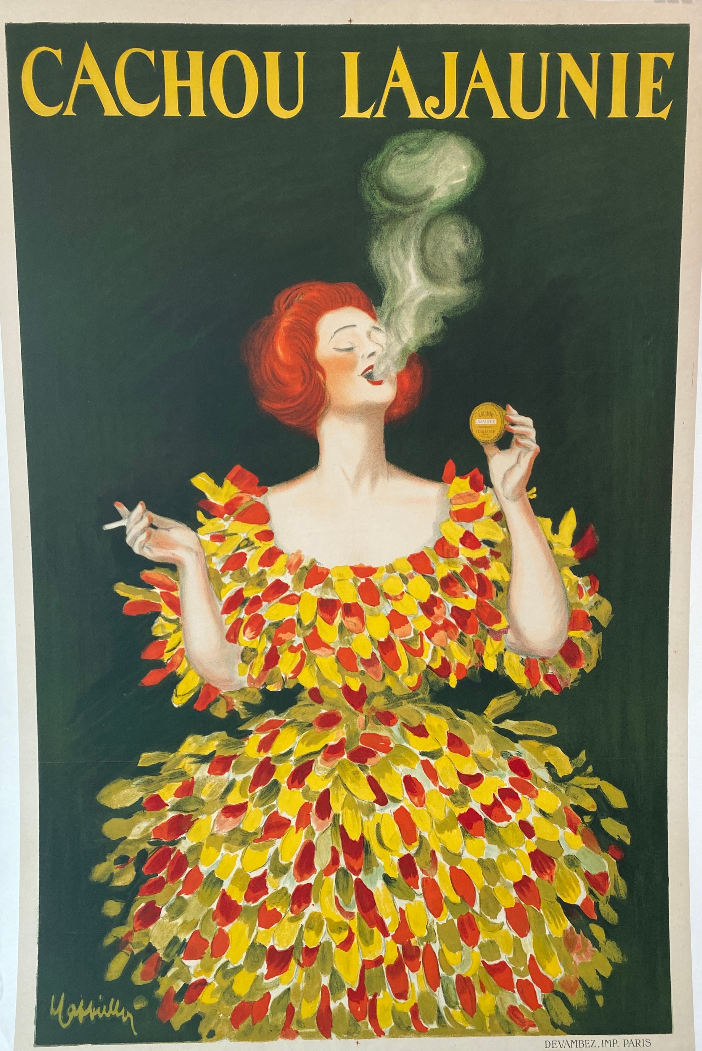 Original Vintage French Poster, Cachou Lajaunie Cappiello, 1930