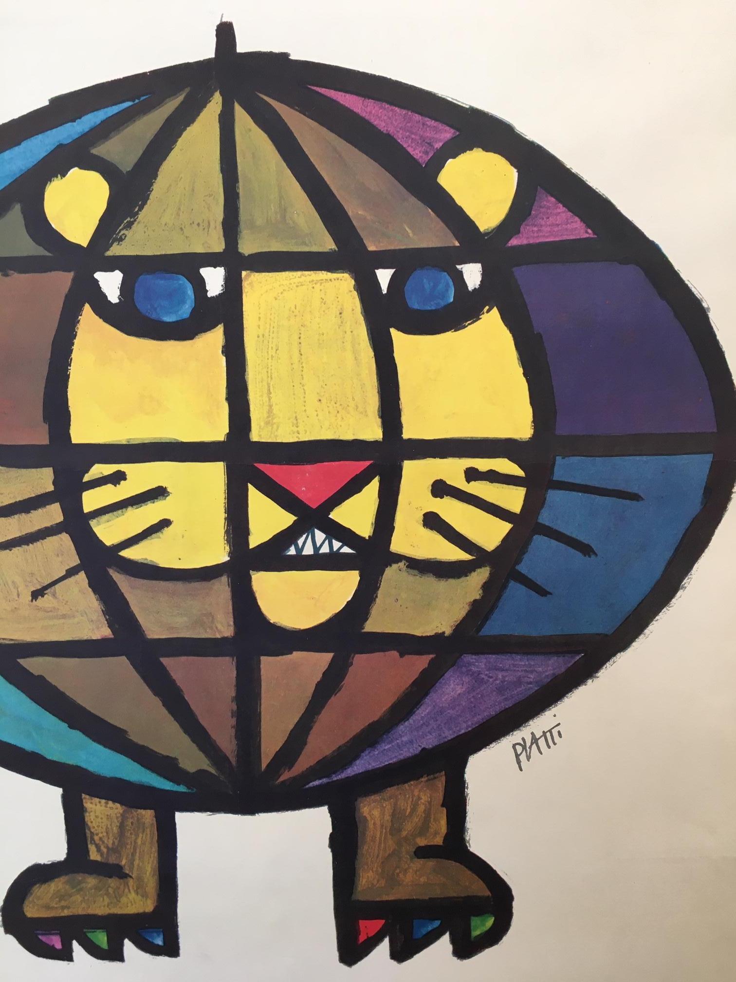 Original vintage French poster, 'Foire Internationale De Lyon', 1959 by Piatti 

Piatti was a Swiss graphic artist, painter and book designer. He was a popular illustrator of children's books and achieved international success as a designer for