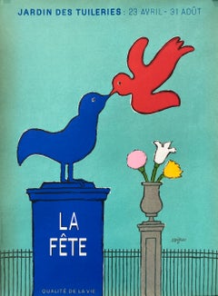 Poster originale francese d'epoca 'Jardin Des Tuleries La Fete' 1976, Savignac