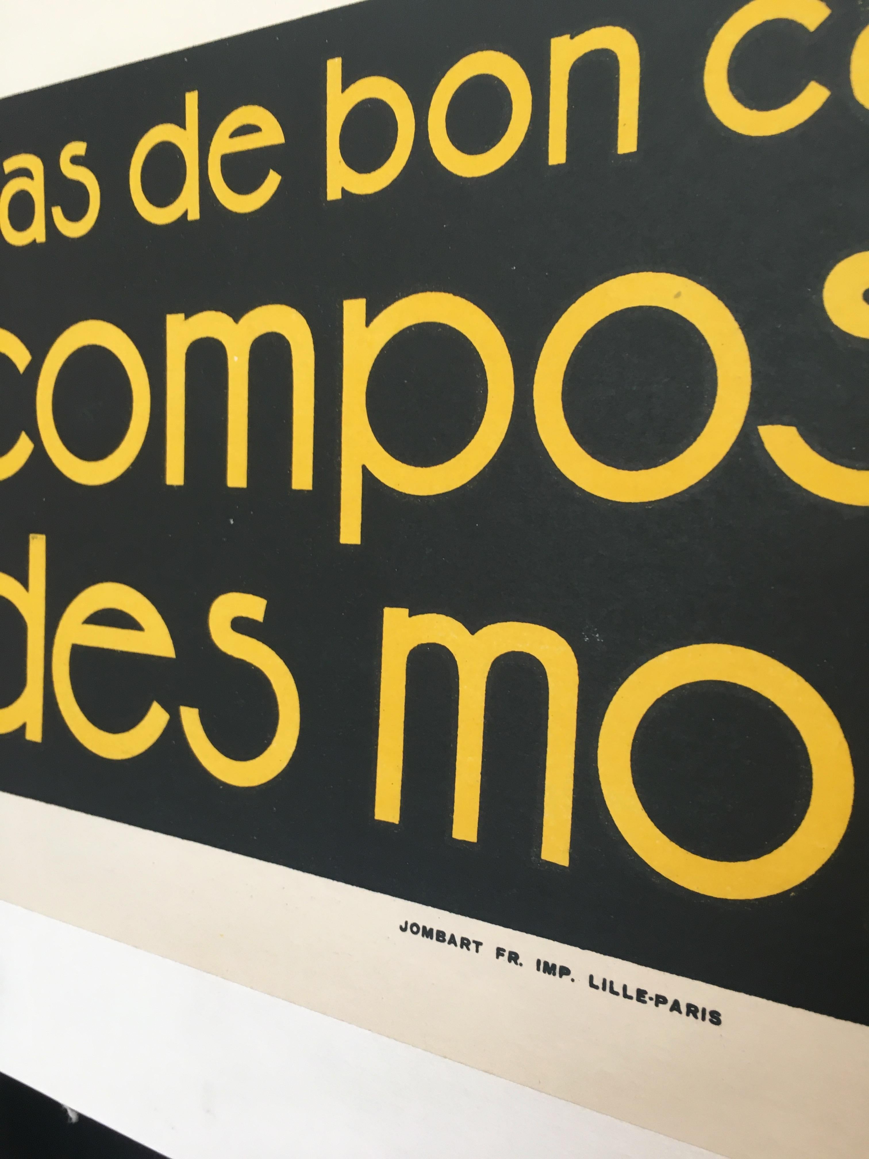 Art Deco Original Vintage French Poster, 'Pas De Bon Cafe Sans Composition Des Moines' 