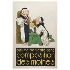 Original Vintage French Poster, 'Pas De Bon Cafe Sans Composition Des Moines' 