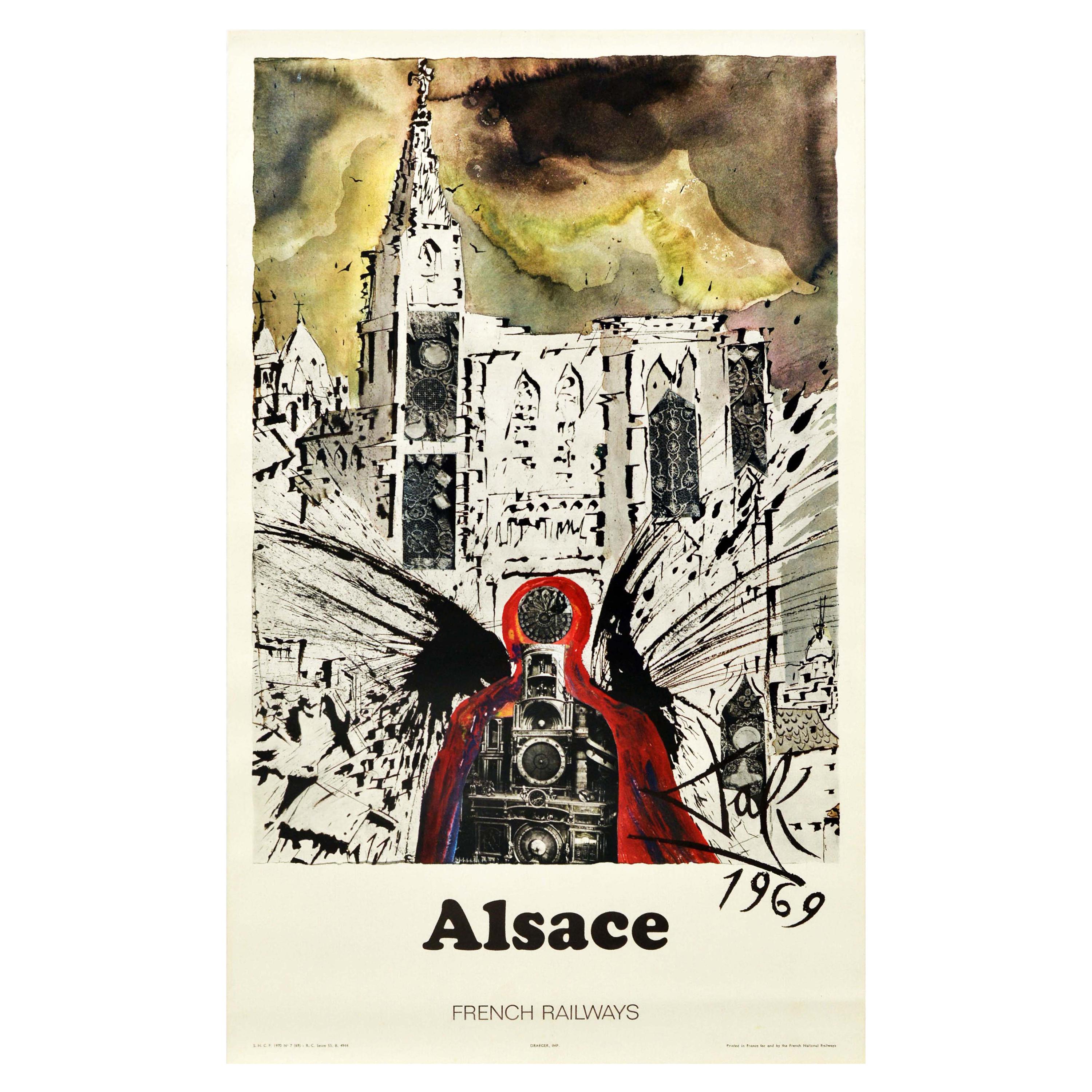 Original Vintage French Railway Poster Alsace By Dali For SNCF Abstract Design